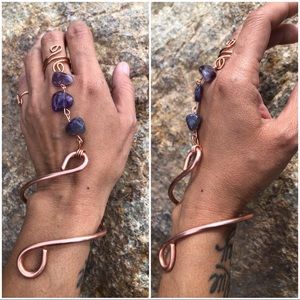 Adjustable Amethyst Bracelet/Ring Combo